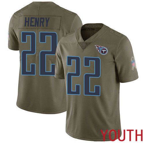 Tennessee Titans Limited Olive Youth Derrick Henry Jersey NFL Football #22 2017 Salute to Service->youth nfl jersey->Youth Jersey